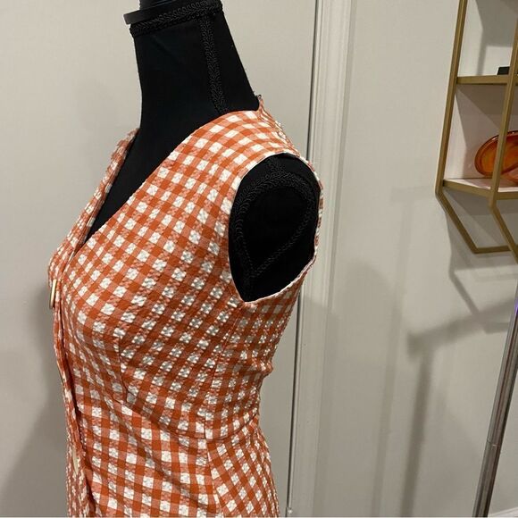 MANGO Textured Gingham Check Dress Size 4 - Picture 5 of 7